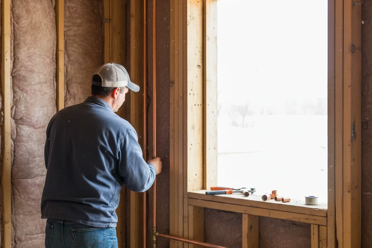 Licensed plumber running new copper supply lines in a Marshall home